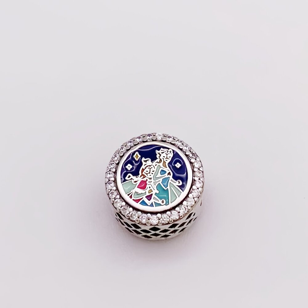 Pandora Silver Enamel Princess Duo Charm - Blue, Teal, Pink